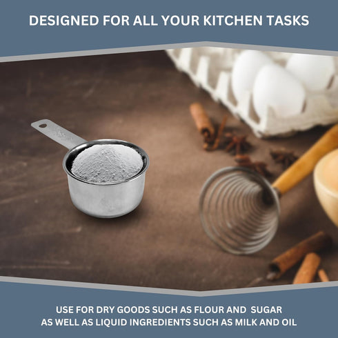 1/4 Cup Stainless Steel Measuring Cup | Sturdy Metal 60 ml Single Cup for Wet and Dry Ingredients | Great for use as 1/4 Cup Dog Food Scoop - 1 PK by Knupp Co.
