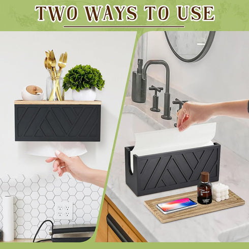 Commercial Paper Towel Dispenser Wall Mount, Paper Towel Holder Wall Mounted with Lid, Solid Wood C-Fold, Z-Fold