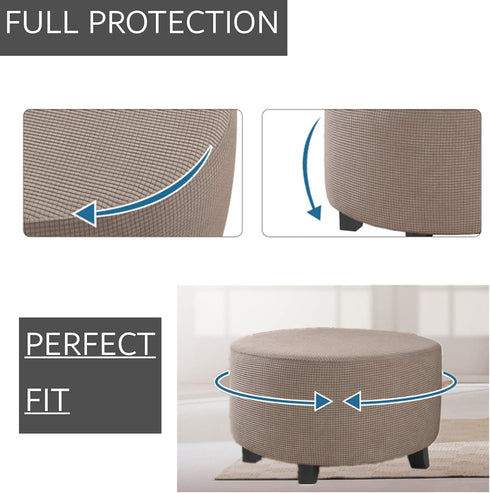GAMUKAI 24"-29" Stretch Ottoman Slipcover Round Furniture Protector Fits Dia, for Footrests, Storage Ottomans & Folding
