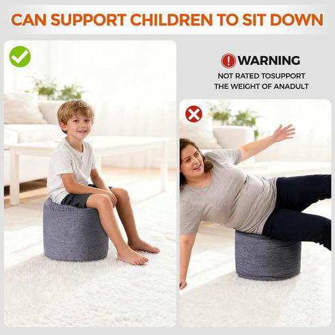 20" 20" 15" x x Pouf Ottoman Foot Rest, Pre-Stuffed Round Foot Stool with Odorless Shredded Memory Foam, Furry & Fluffy