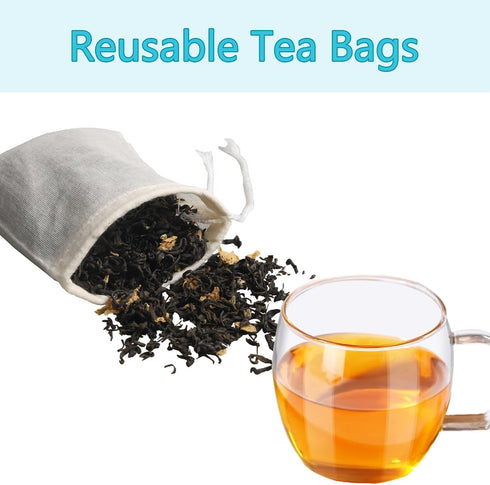 Eketirry 10pcs Coffee(3 x4Inch) Spice Bags, Reusable Empty Tea Bags, Muslin Strainer Bags, Soup Bags for Cooking