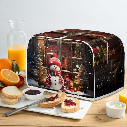 JEOCODY Christmas Snowman Toaster Cover - Fits Most Standard 2 Slice Toasters, Universal Size Dustproof Cover for Women