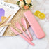 1 PCS Reusable Utensils Set with Case, Camping Utensils Plastic Spoons and Forks Sets for Lunch Box Accessories, Portable Cutlery Set for Kids Adults Travel Picnic Office Lunch Daily Use(Pink) by Lnrkai