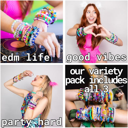 'Good Vibes' Collection Rave Bracelets (13 Pack)