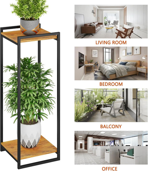 2-Tier 34" Plant Stand Indoor, Tall Modern Plant Shelf Corner Flower Pot Holder Organizer for Living Room Balcony
