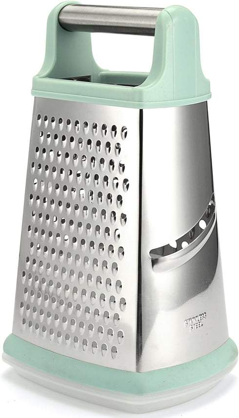 Stainless Steel Cheese Grater - Metal Box Grater for Kitchen with Comfortable Handle, Food Processor and Shredder