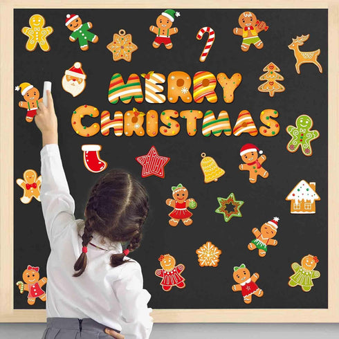 36 Pieces Christmas Magnets, Merry Christmas Fridge Magnet Stickers for Holiday Decoration (Gingerbread)