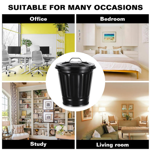 Mini Trash Can, Desk Trash Can with Lid for Office, Countertop Tiny Waste Basket, Black Bathroom Garbage Can