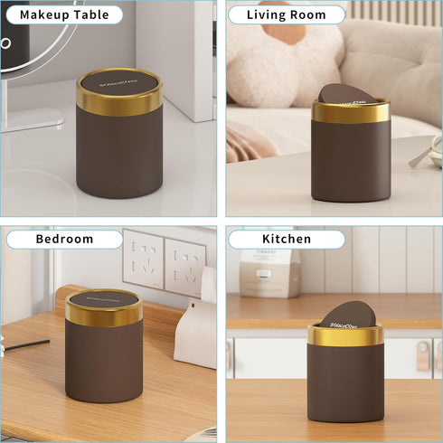 Countertop Top,0.4 DeskCarOfficeKitchen,1.5L Trash Can with Lid for Desk Gallon Stainless Steel Mini Trash Can