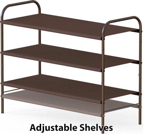 3-Tier 916 Closet, Simple Houseware Shoe Rack Storage Organizer, Bronze Space-Saving Shoe Shelf, Holds Pairs, Sturdy