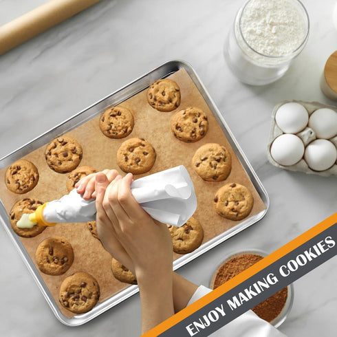 Joyfair 12.5inch Baking Pan Set (2Pcs), Professional Stainless Steel Quarter Size Cookie Pans for Toaster Oven Bakeware