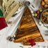 Acacia Wooden Christmas Cutting Board for Kitchen Decor, 12.5"L x 10"W Tree Shaped Acacia Wood Chopping Board with Handle & Slicey Grooves, Serving Charcuterie Platter Christmas Gift