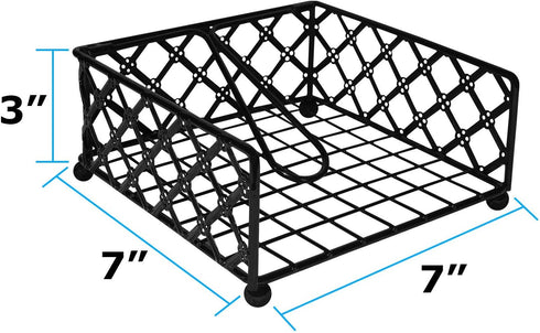 Blue Donuts Lattice Collection Napkin Holder, Flat Napkin Holder for Kitchen and Dining Tables, Black