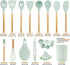QMVESS Silicone Kitchen Utensils Set, 35 Pcs Non-Stick Cooking Accessories with Wooden Handles