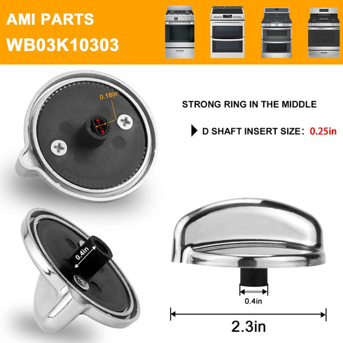 AMI PARTS Fit for G-E Profile Stove Knobs, WB03K10303 Gas Stove Knobs Replacements, 5-Pack