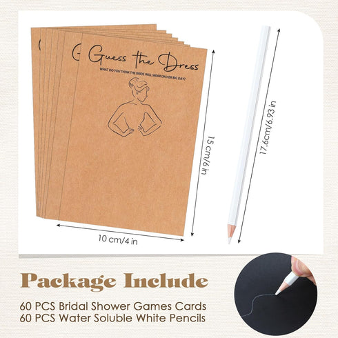 Sinload 60 Sets 60 60 Guess the Dress Bridal Shower Games for Guests Include Pcs Wedding Shower Games Cards and Pcs