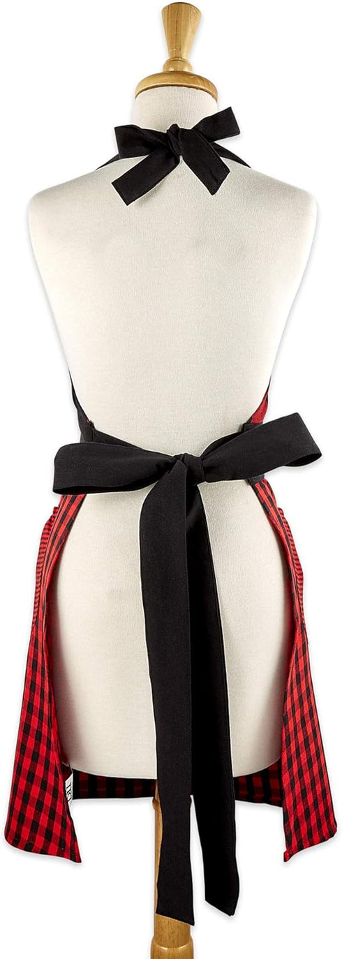 DII Kitchen Collection Gingham Check Apron, Red/Black