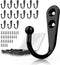 15 Pcs Black Wall Mounted Coat Hooks, Hanger Hook with 30 Screws for Towel, Key, Robe, Bag, Coffee Cup