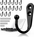 15 Pcs Black Wall Mounted Coat Hooks, Hanger Hook with 30 Screws for Towel, Key, Robe, Bag, Coffee Cup