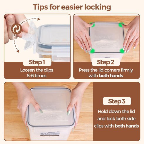 Set 3 (5.2L/5.5Qt) (2.5L/2.6Qt*2), Sets ComSaf Flour Sugar Storage Containers of Large Airtight Food Storage Containers