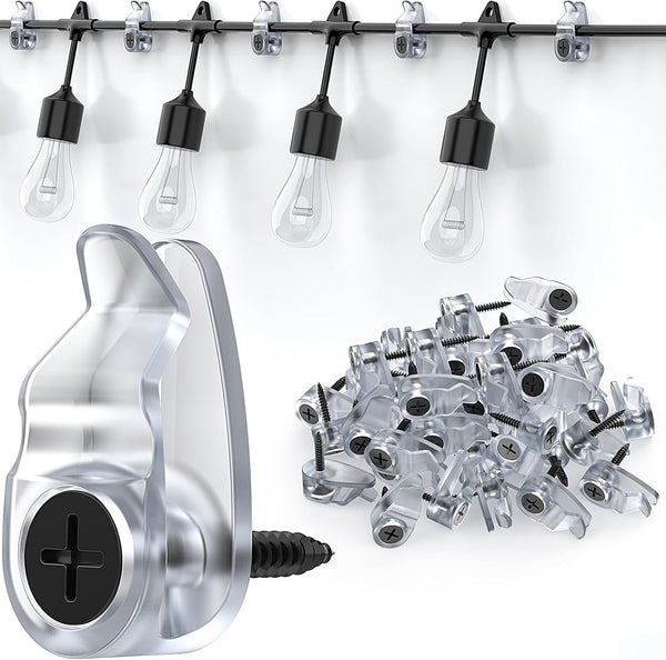 Hooks for Outdoor String Lights Clips, Christmas Light Clips Weatherproof, Lights Hanger