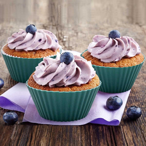 24 Pack Silicone Baking Cups, Reusable Non-Stick Muffin Liners in Standard Size for Baking (4 Colors).