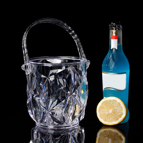 Zerodis 1.8L Plastic Ice Bucket, Transparent Acrylic with Carry Handle for Parties
