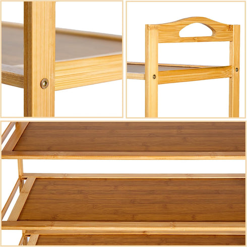 4 Closet (27.5" 9.25" 27.1") Tier Bamboo Shoe Rack, Free Standing Shoe Racks, Shoes Rack Organizer, Bamboo Wood Shoe