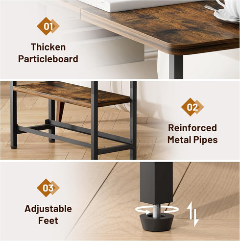 2 AOODA Living Room Side Table with Drawer, Tier Slim End Tables with Storage for Small Spaces, Narrow Nightstand