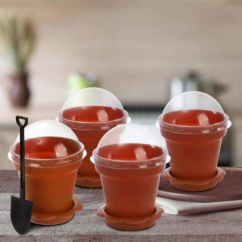 50 Pack 6.7 oz ZEAYEA Dessert Cups With Lids and Spoons, Plastic Parfait Appetizer Cups, Cute Mini Flowerpot for Ice