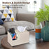 PU Leather Square Tissue Box Cover, Multi-Functional Holder for Tissue and Remote Control Storage