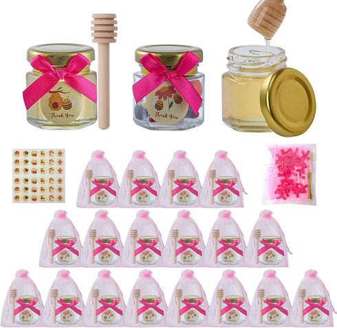 MISTGLAS Mini Honey Jars with Dipper- Small Honey Jars for Baby Shower Party