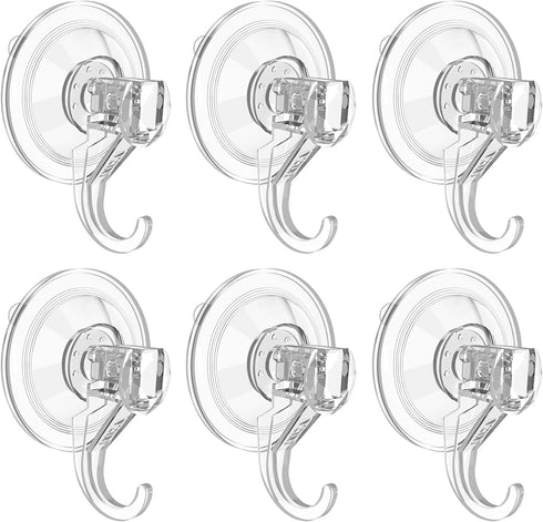 VIS'V Large Clear Wreath Hanger, Heavy Duty Suction Cup Hooks 22 LB Removable Window Glass Door Wreath Holder - 6 Pcs