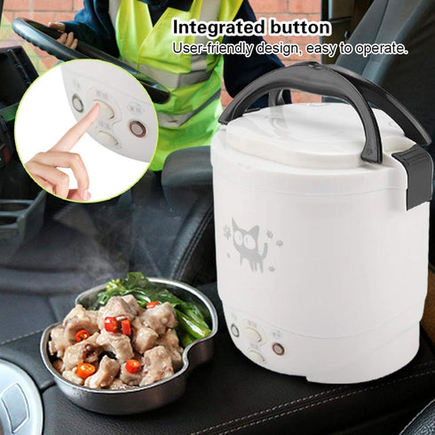 1L 12v Tiiyee Mini Rice Cooker, Portable Rice Maker Electric Lunch Box for Car Food Steamer Fast Cooking Automatic Non