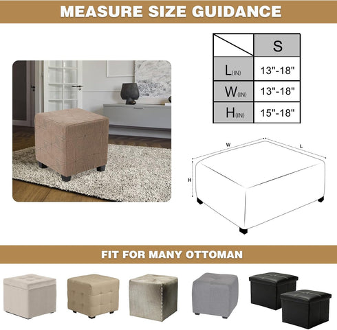 1PC) NeColorLife Ottoman Cover - Stretch Slipcover, Knitted Jacquard Fabric for Square Ottoman, Storage Stool