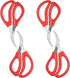 4PCS Red Seafood Scissors - Multifunctional Stainless Steel Crab Leg Crackers for