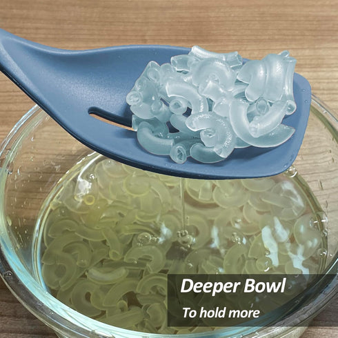 2 Pack Large Silicone Cooking Spoon - Non-Stick Slotted and Solid Spoon Set with Deep Bowl for Mixing