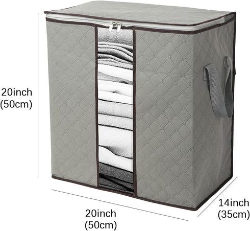 2 Pack Foldable Large Storage Bags 20 x 14 x 20 (L x W x H) inch for Comforter Quilt Blanket Clothes with Clear Window & Handles - Easy to Fit King Size Comforter Set - Closet Under Bed Organizer by Szxc