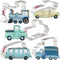 LILIAO Transportation Cookie Cutter Set - 5 Piece Stainless Steel Train, Truck, Pick-up Truck, Car, and Bus Fondant