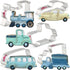 LILIAO Transportation Cookie Cutter Set - 5 Piece Stainless Steel Train, Truck, Pick-up Truck, Car, and Bus Fondant