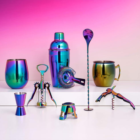Blush Mirage Rainbow Cocktail Shaker, Stainless Steel, 20 oz, for Cold Brew Cocktails, Home Bar Cart, Gifts for Women