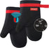 Silicone Oven Mitts - Magnetic Heat Resistant Kitchen Mitts, Black Cotton Anti-Slip for Cooking, Baking, Grilling