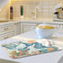 Nautical Ocean Seahorse Dish Drying Mat, 16x18 in Retro Map Microfiber, Absorbent Reversible Kitchen Accessories