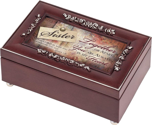 Cottage Garden Sister Always in My Heart Petite Rosewood Jewelry Music Box