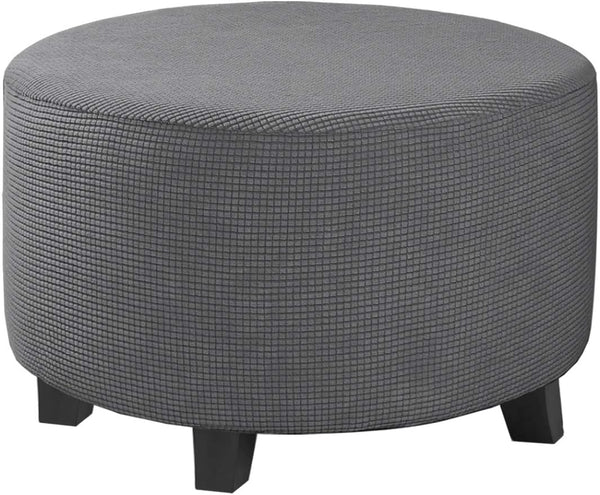 H.VERSAILTEX Ottoman Cover Stretch Ottoman Slipcover Round Ottoman Storage Cover Folding Stool