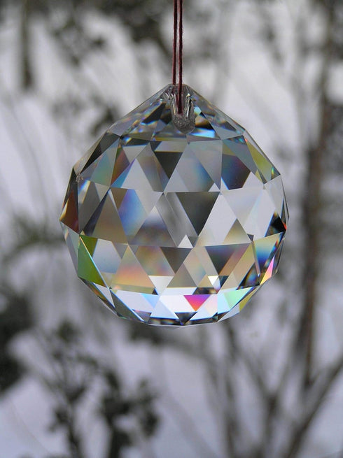 Petrichor Feng Shui Clear Crystal Hanging Ball for Good Luck & Prosperity - Home Decoration (70MM)