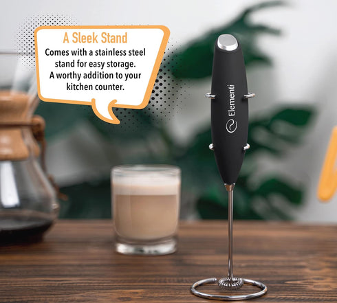 Elementi Milk Handheld Frother Wand - Coffee Mixer, Cold Foam Frother, Office Gadgets, Yellow