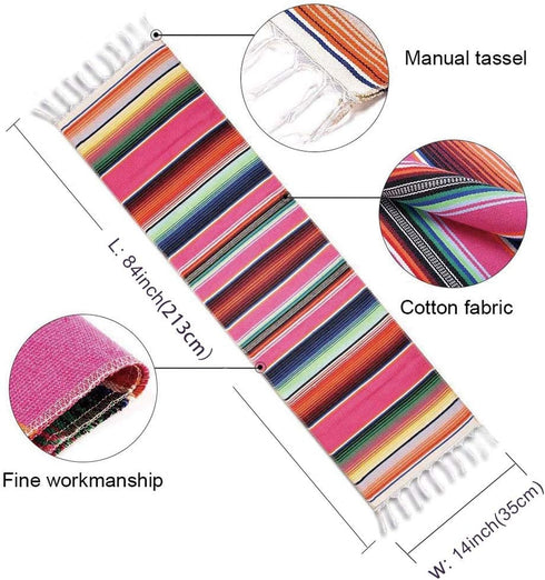 14 84 Inch Fowecelt Mexican Serape Table Runner x for Mexican Party Wedding Decorations Outdoor Picnics Dining Table