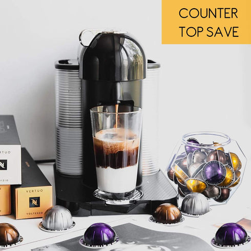 RUSFOL Large-Capacity 12-Sided Polygon Coffee Pods Holder for Nespresso Vertuoline Capsule