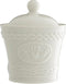 Belleek Claddagh Sugar Bowl with Lid, Handcrafted Fine Parian China, Celtic Pattern, 3.8" D, 4.8" H, White